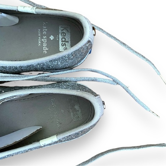 Keds X Kate Spade New York All-over Glitter Sneakers Flats Silver Size 8 - Picture 7 of 10